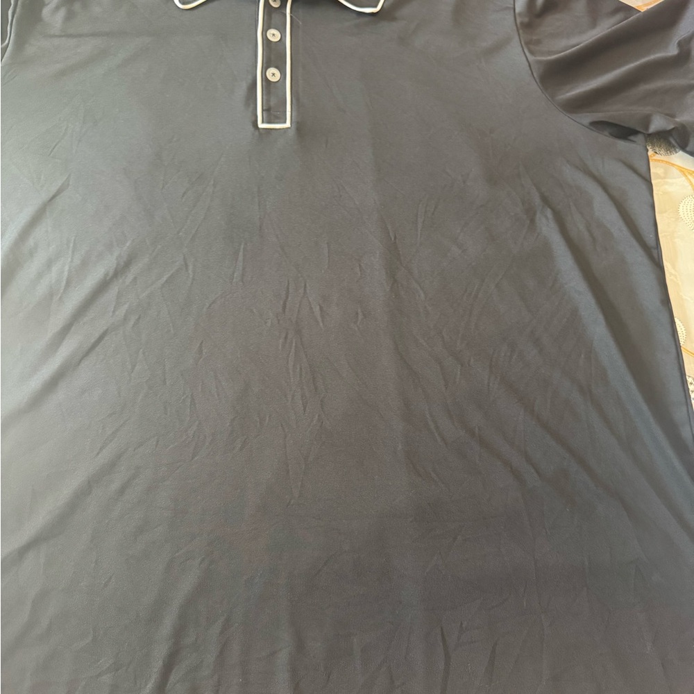 Adidas Black Golf Polo with White Accents